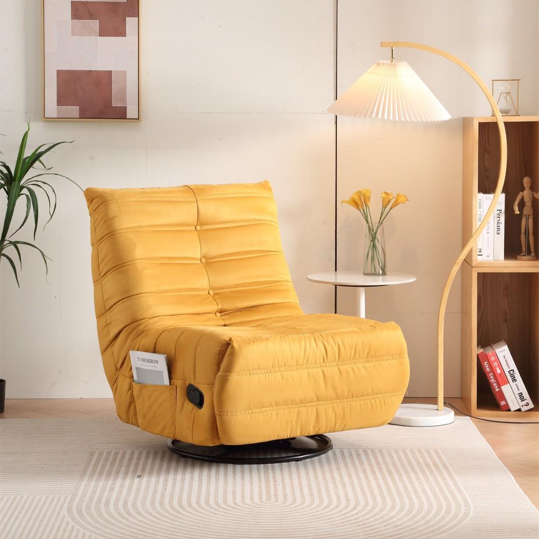 Rotating Lazy Caterpillar Sofa: Multifunctional Recliner for Living Room and Balcony Manual Recline жёлтый