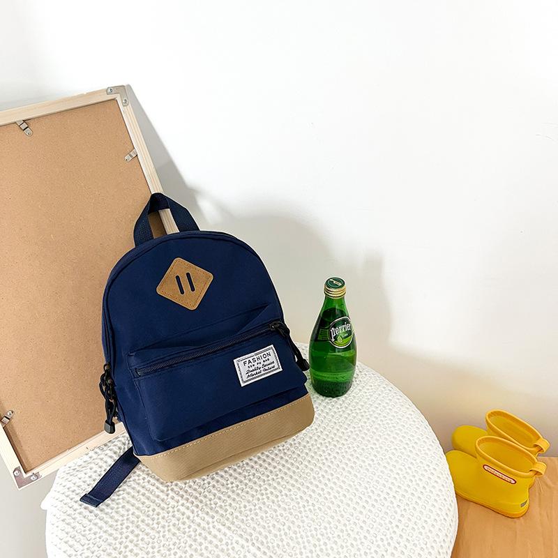 Boys Travel Backpack Simple And Lightweight Boys And Girls Canvas Solid Color Going Out Small Backpack Children'S Bag