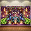 1 Vibrant Diwali Backdrop Cloth - Colorful Peacock and Diya Design  No Power Required