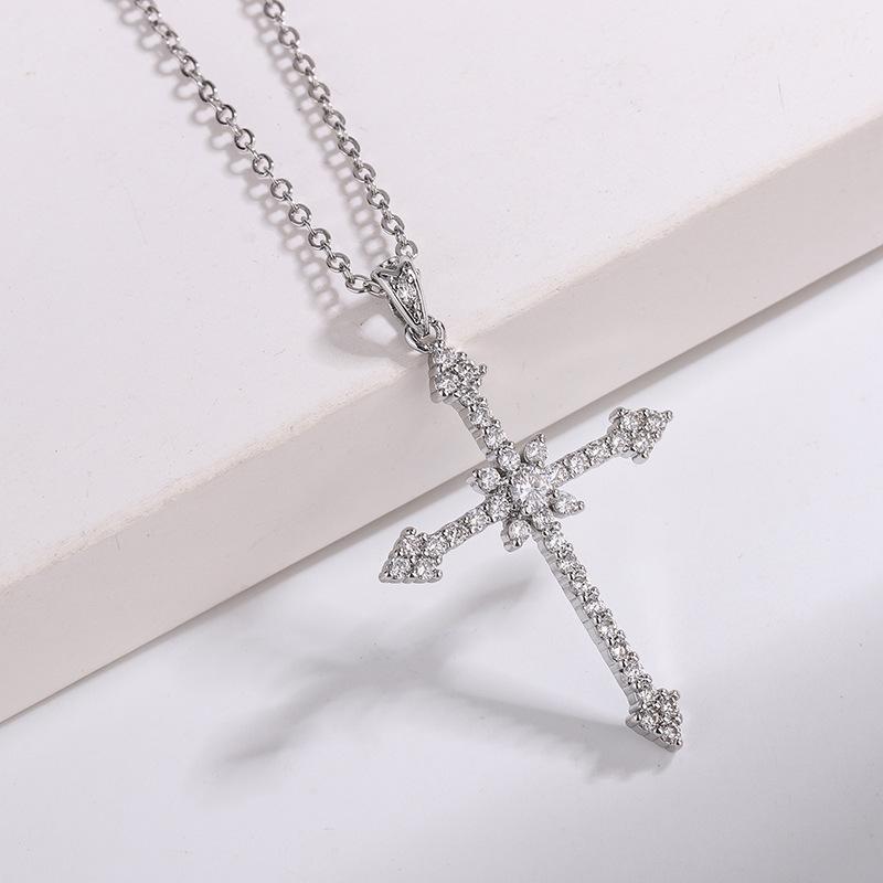 Women's Non-Fading Micro-Paved White Gold Cross Necklace - Christmas Gift Jewelry