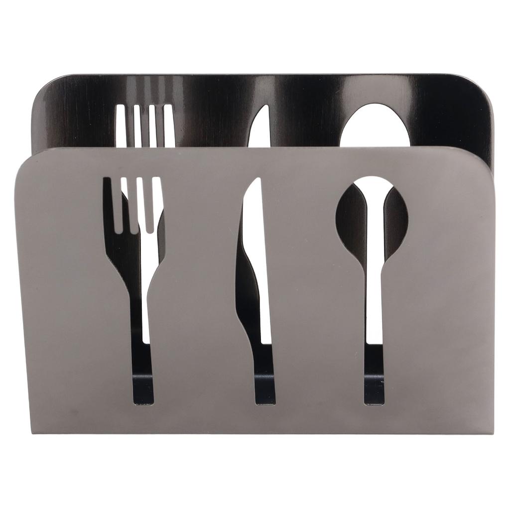 Napkin Holder Unique Knife Fork Cutout Pattern Anti Slip Upright Metal Napkin Holder for   Restaurants Hotels