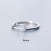 Minimalist Inlaid Zircon 12 Constellations Open Rings For Women Men Shiny Crystal Zodiac Sign Finger Ring Birthday Jewelry Gifts