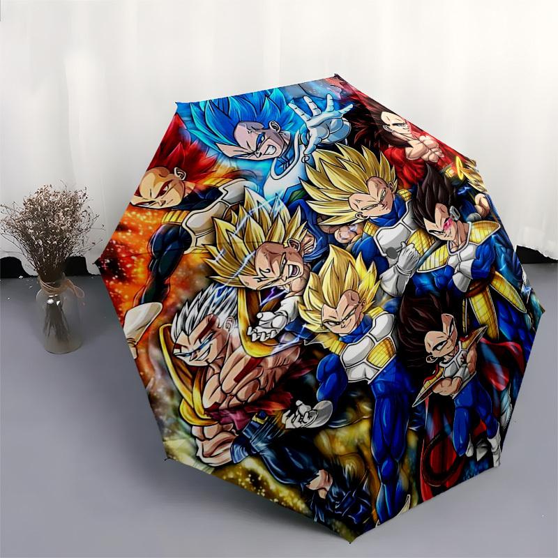 1pc Dragon Ball Z Vegeta Goku Saiyan Outdoor Umbrella - Automatic Opening/Closing, Portable 3-Fold Design with 8-Rib Iron Frame - Perfect Gift for Fan