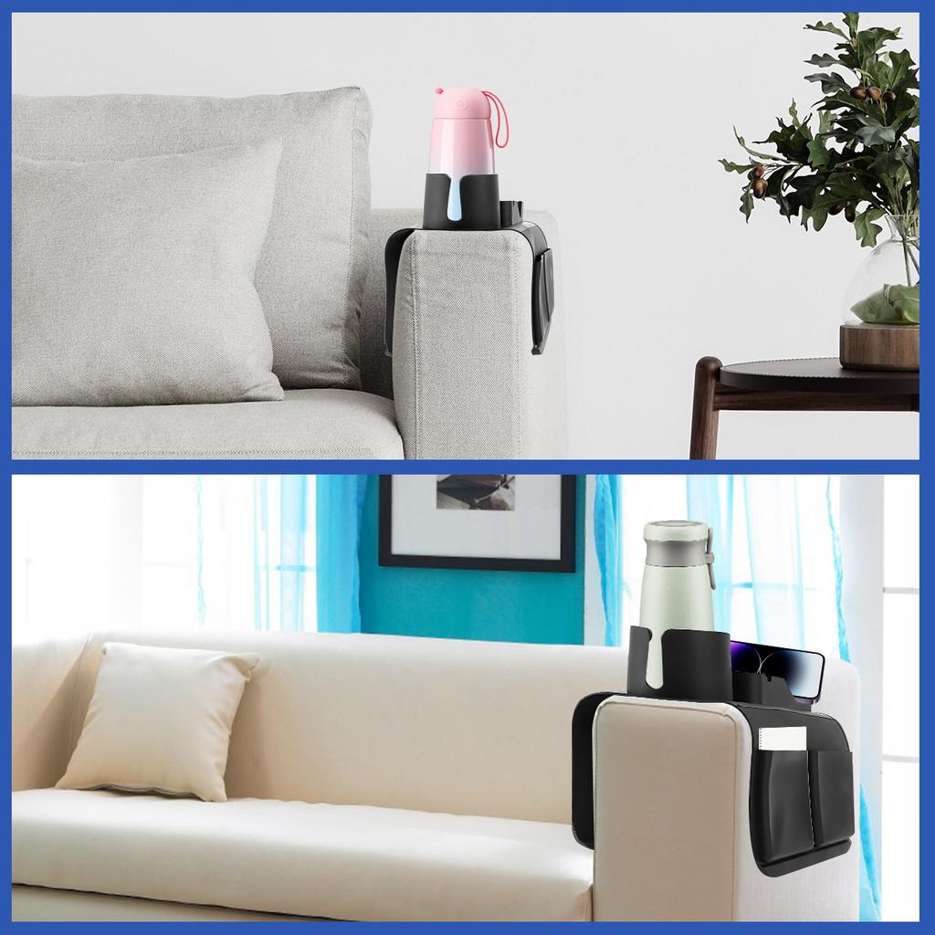 Silicone Couch Cup Holder With pockets Non-slip Arm Clip Table Sofa Armrest Storage Tray for Beverage Cups Phone Remote Control