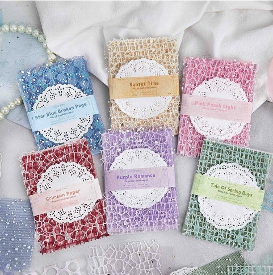 

6packs/lot Memo Pads Material Paper Romantic paper pattern Junk Journal Scrapbooking Retro Background Decoration