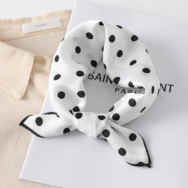 Dot Print Design Luxury Small 50Cm Square Women Silk Scarf Handkerchief Hair Band Decorate Scarves Bandana