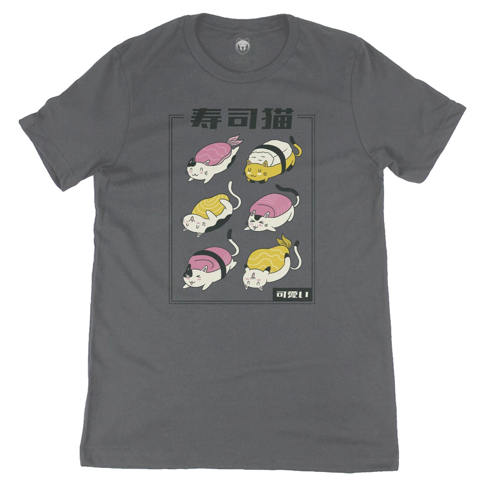Sushi Cat Rolls Cute Graphic Art Tee Novelty Funny T shirt M