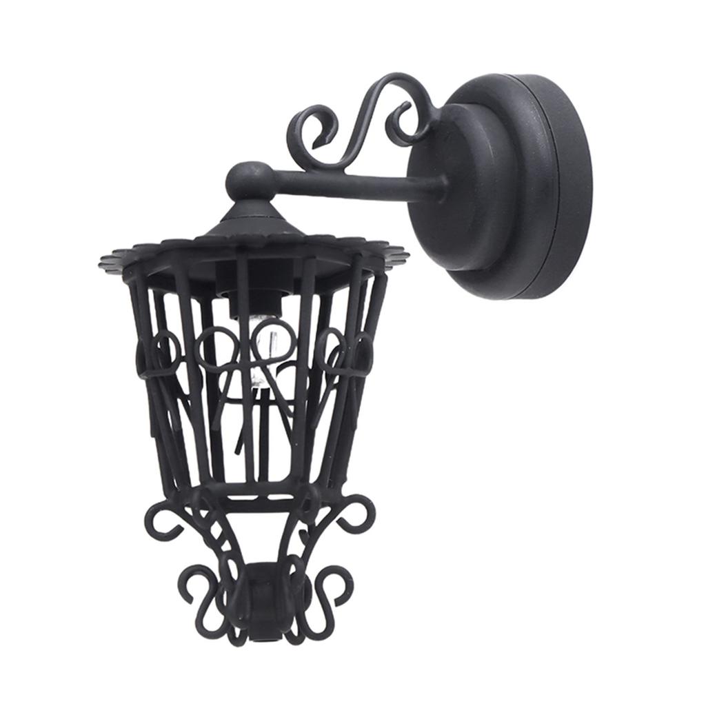 Miniature Hollowed Wall Sconce 1/12 Black Metal Wall Lamp for Dollhouse Living Room Hallway Garden Scene Decoration
