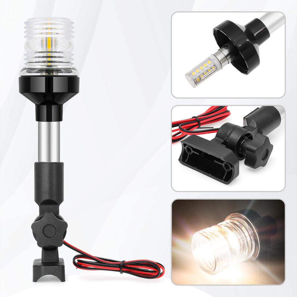 9/12 Inch LED Marine Boat Navigation Light 180 Degree Fold Down Sailing Signal Anchor Light Waterproof Yacht Accessories 12V 24V