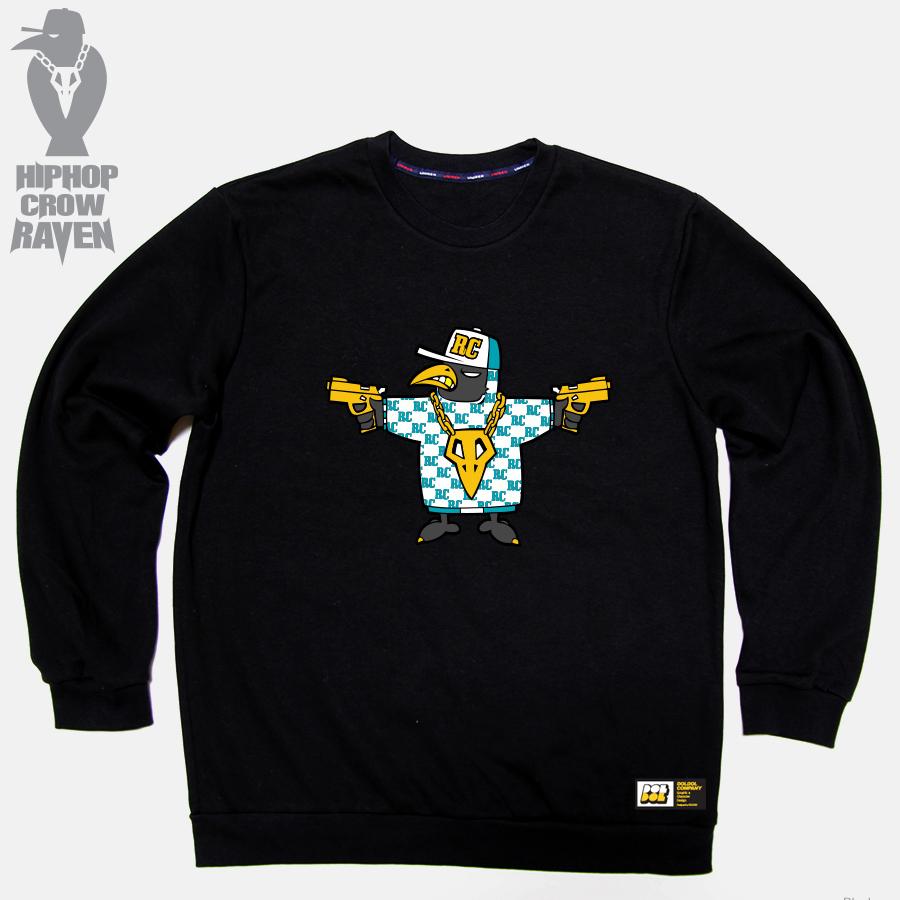 DOLDOL Raven_Mtm_16 Hip Hop Crow Raven Crow Character Graphic Design Long Sleeve Sweatshirt
