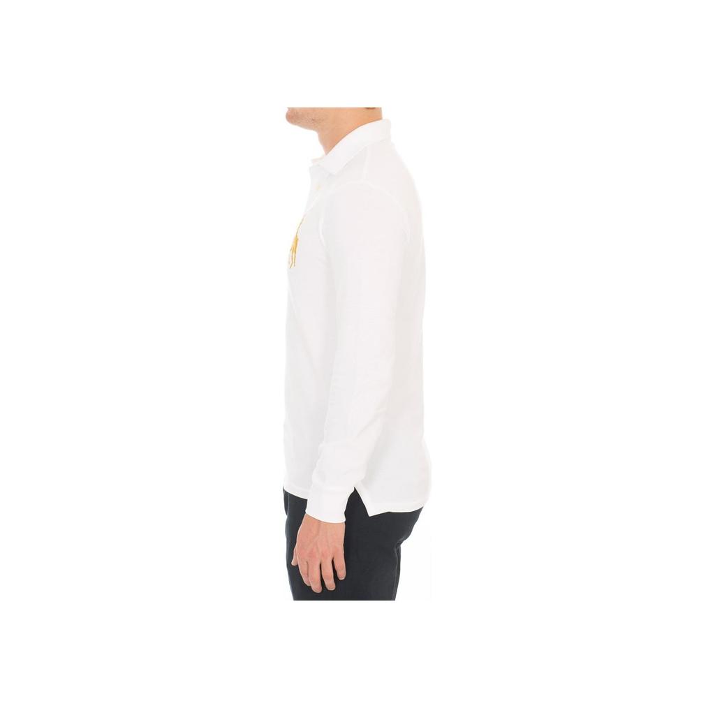 Polo Ralph Lauren Solid Logo Embroidered Long Sleeve Polo Shirt Men Tops White 710766856-003