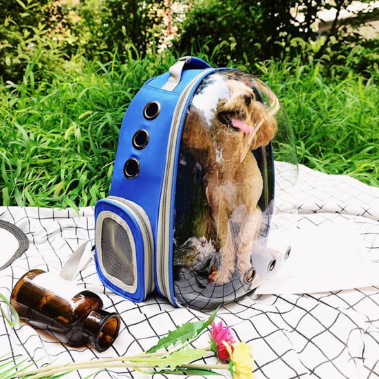 Haustier-Tragerucksack, atmungsaktiv, Katzen-Luftpolster-Rucksack für kleine und mittelgroße Katzen und Welpen, tragbare Haustier-Raumkapsel für Reisen, Wandern, Spazierengehen und Camping