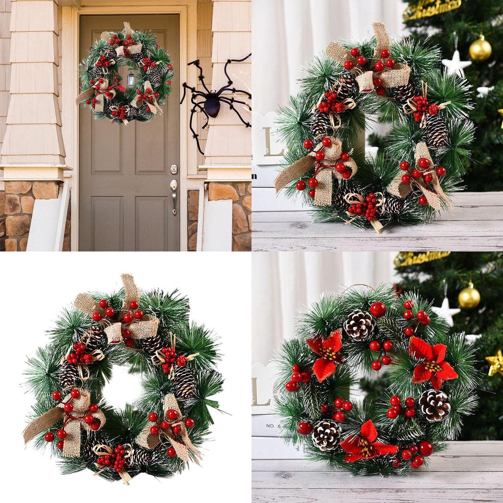 Stunning Wall Hanging Christmas Wreath With White Ornaments And Red Berries For Festive Decor