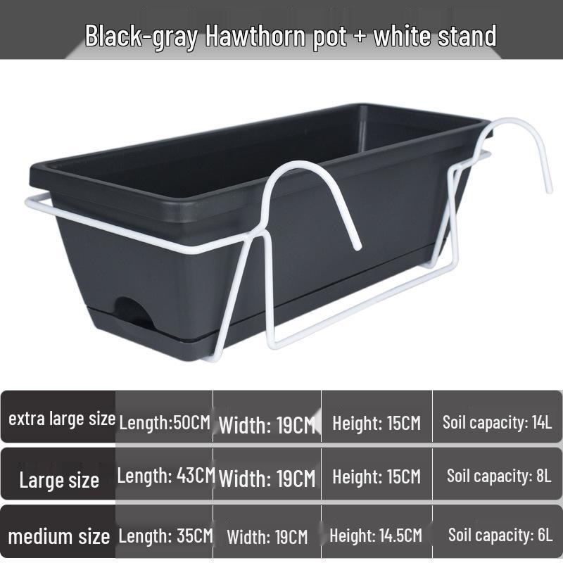 Nordischer großer rechteckiger Kunststoff-Hänge-Balkon-Blumen- & Gemüse-Topf Kasten