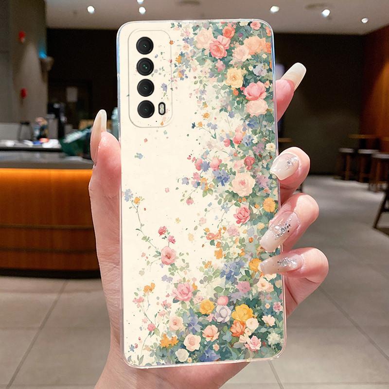 

Для Huawei P Smart 2021 Чохол Прозорий М який ТПУ Квітка Метелик Задня Кришка Для Huawei Y7a Чохли для Телефонів Для Huawei PSmart 2021 Funda Huawei Y7a