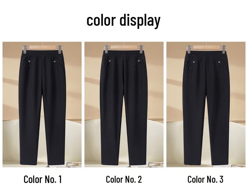 Women's Plus Size Warm Velvet Cotton Pants for Middle-aged & Elderly - Autumn & Winter Wear