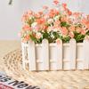 2PCS Artificial Flower Plants - Mixed Color Daisies In Picket Fence Pot for Indoor Office Wedding Home Decor