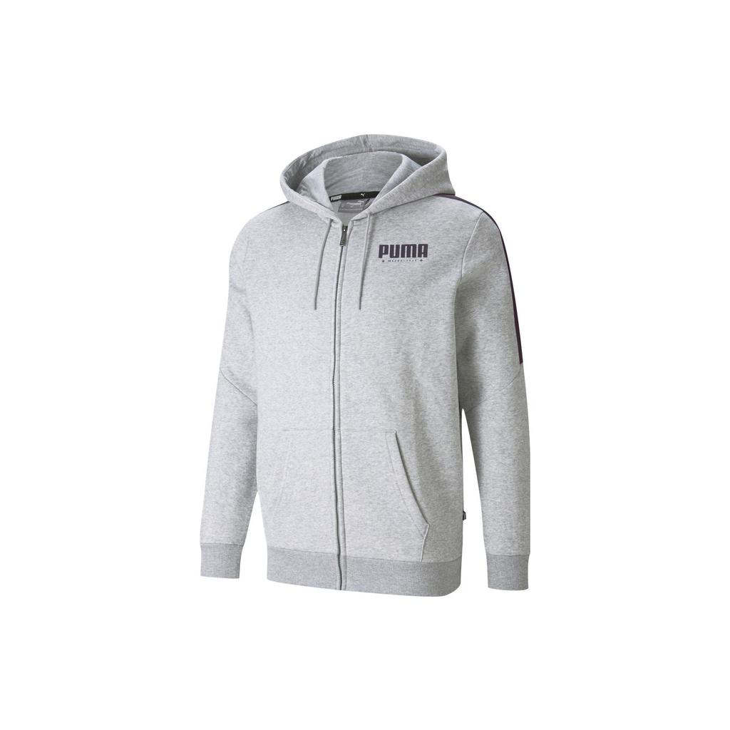 Puma Solid Color Logo Print Drawstring Hooded Jacket Men Outerwear Grey 848241-04