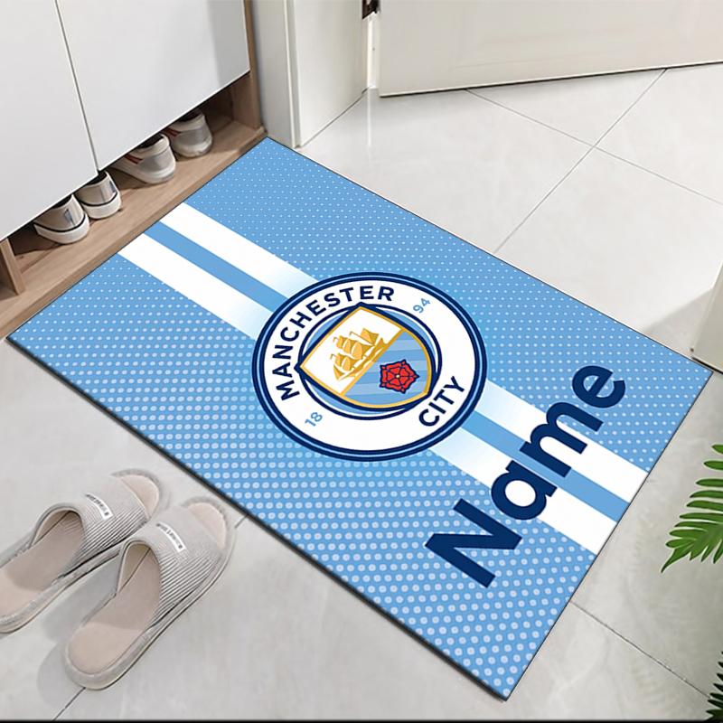 Custom Name Manchester City Printed Carpet Rug For Office Chair Living Room Bedroom Kitchen Room Decor Gifts