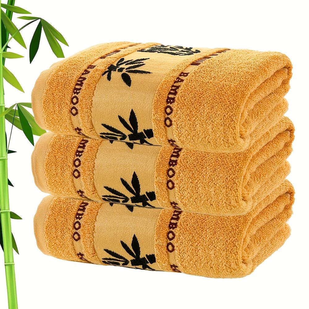[Quick-Dry Bamboo Towel Set] 3pcs Quick-Dry Ultra Soft Bamboo Fiber Towel Set | Bamboo Pattern, Modern Style, Space Theme, Rectangle Shape