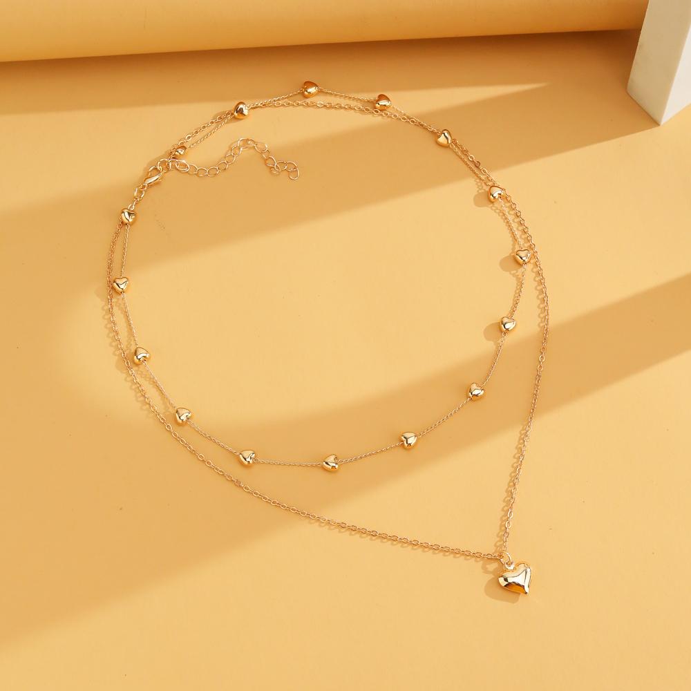 Náhrdelník s príveskom Love srdiečkový módny 2-dielny set milencov Zodpovedajúce šperky Darčeková retiazka na sveter