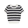 Kaslead New Arrival Women's Clothing Fashion Style Fashion Simple Knitting Stripes Short Sleeve Tops 2142079