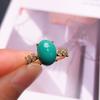 Retro Ovales Blattkanten Feine Türkisringe für Damen Mode Diamant-Inlay Ovaler Blauer Ring Partner-Stil Bankett Schmuck Geschenk