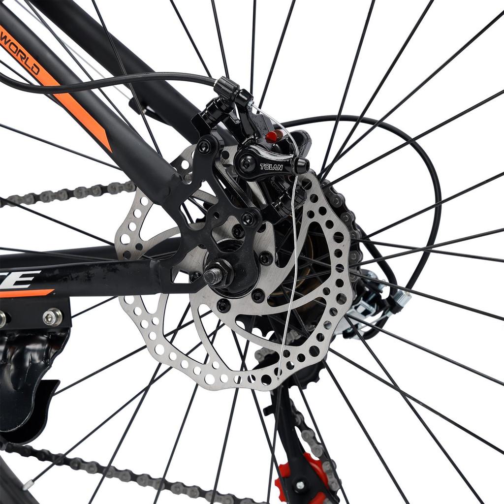26" Spoke Wheel 24 Speed Mountain Bicycle Adult Bike MTB W/ Fender Blue+Orange