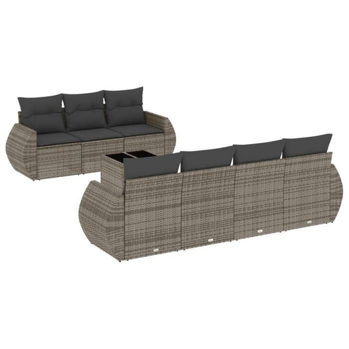 VidaXL Garden Lounge Set with Cushions 8 Pcs, Patio Sofas, Patio Furniture Set, Outdoor Furniture, Grey 3253467