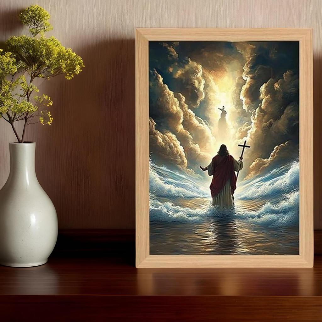 Jesus Lampe Licht Jesus Lampe Aufleuchtendes Bild Inspirierende Christliche Wandkunst Gemälde Dekoration Für Zuhause Wohnzimmer Schlafzimmer
