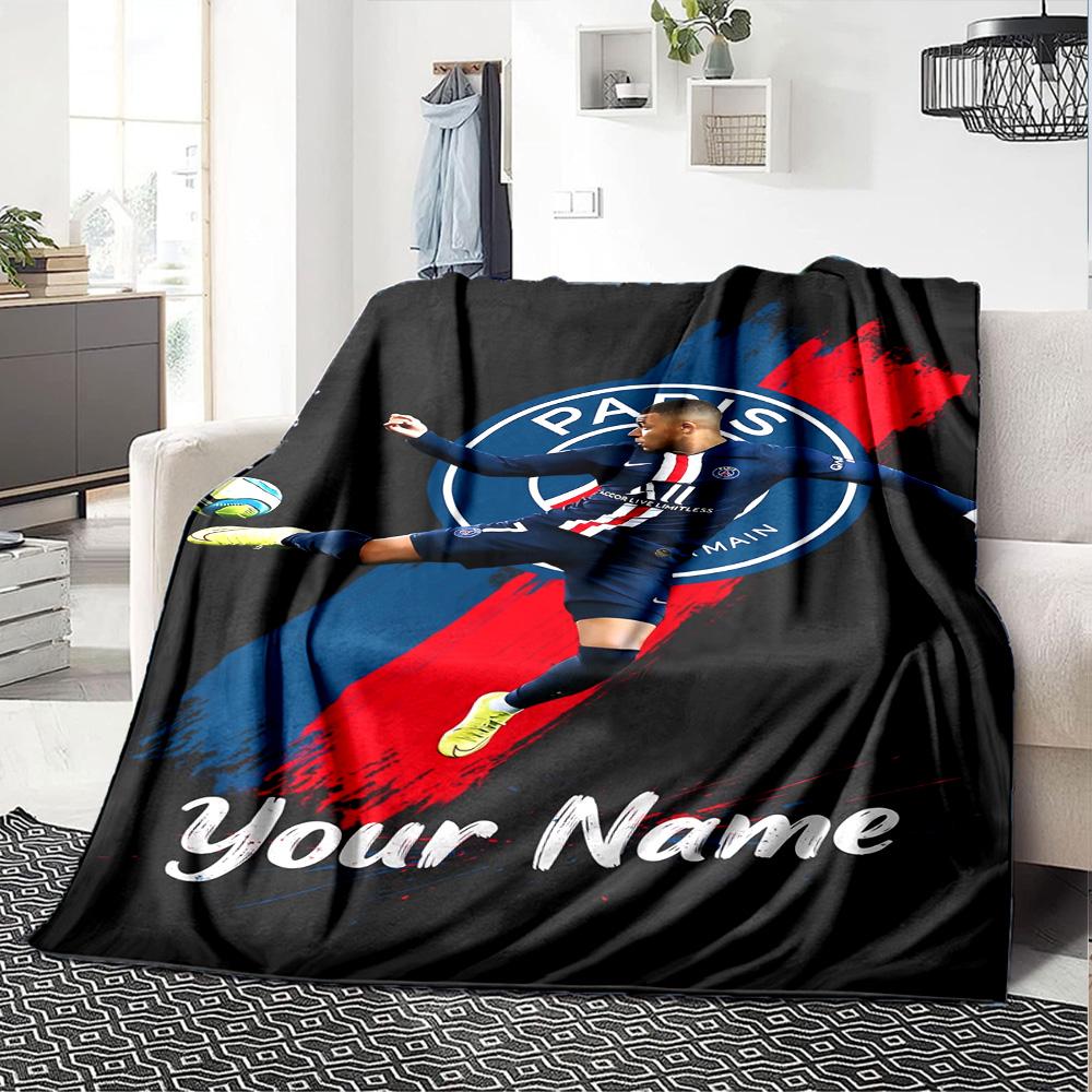 Mbappé Personalized Name Blanket Cozy Customizable Blanket Comfortable Perfect for Picnics Bedding Office Chair Office for All Occasions