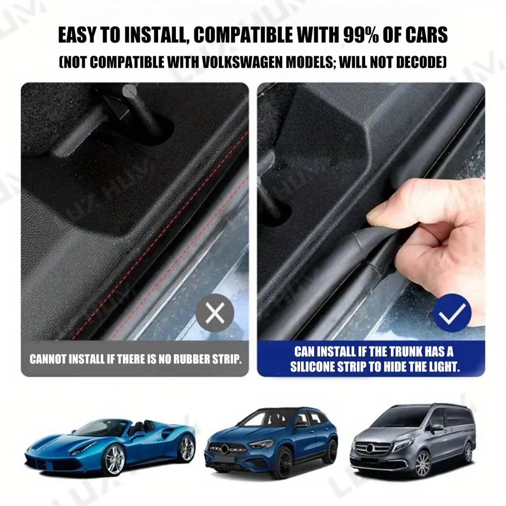 Dynamic Flowing Car Trunk Light Strip for SUV 400cm Flexible Multi-Color RGB Neon Atmosphere Light 12V App Control Ambient Lamp