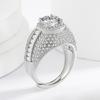 Domineering Luxury Full Diamond Imitation Moissanite Flash Diamond Unisex Ring, 18K Gold Plated Zircon Ring
