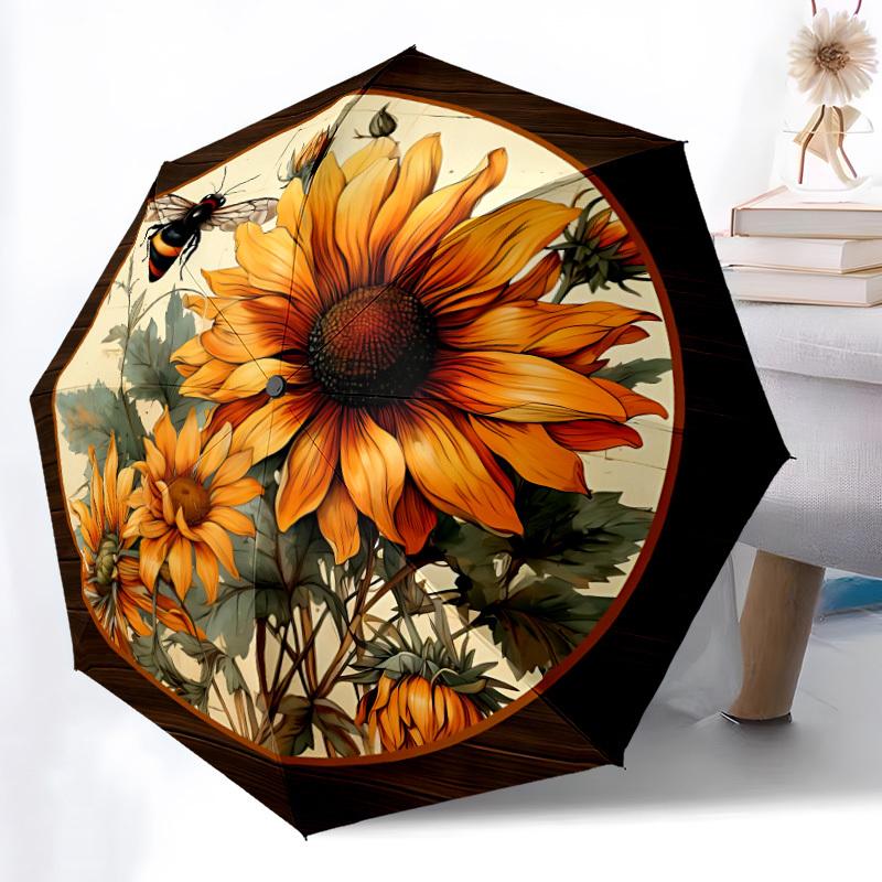 1pc Sunflower Bouquet Automatic Folding Umbrella. Portable Collapsible Design, Best Birthday Festival Gift Yy250924167