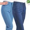 Damen Jeanshose mit hoher Taille, Stretch, gerade, lockere Denim-Hose, Frühling und Herbst, Übergröße