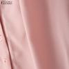 ZANZEA Women Casual Round Neck Solid Color 3/4 Sleeve Loose Blouse