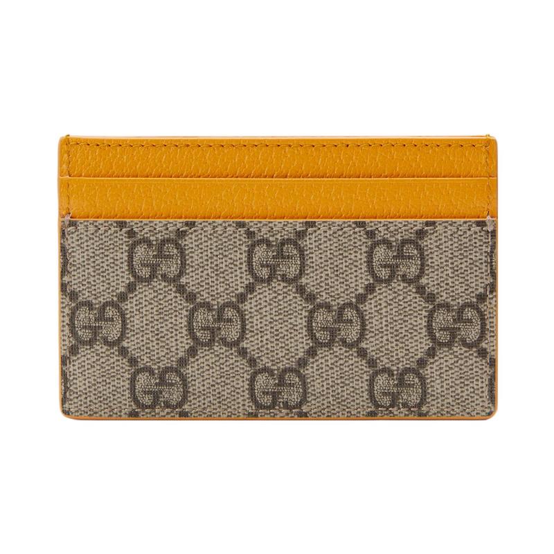 Gucci Doppel-G-Logo Keramikeffekt-Finish Leinwand und Leder Kartenetui Regular Herren Gelb/Braun