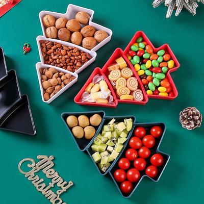 Christmas Tree - Shaped Multi - Compartment Tray, PS Snack/Fruit Plate, Festive Decor & Storage Christmas Creativity