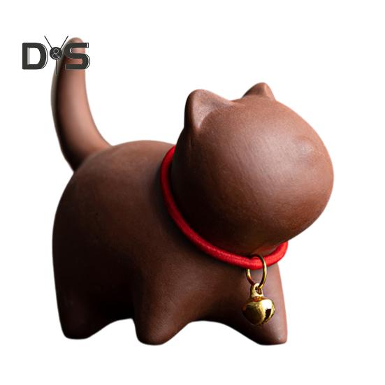 Teehaustier in Kätzchenform, Kung-Fu-Teeservice, handgefertigt, lila Sand, Teehaustier, orientalische Eleganz, Tischzimmer, Home-Office, Teestube-Dekor, einzigartiges Geschenk für Teeliebhaber