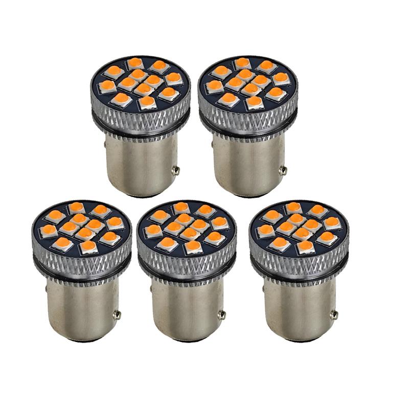 Orange LED 12SMD BAY15D 1156 P21W DRL Turn Signal Parking Light Bulbs For Truck Car P21W BAY15D 1156 1157 7440 3157 T20