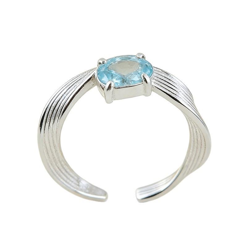 PANJBJ 925 Sterling Silver Zircon Rings for Women Couple Minimalist BLue Stone Jewelry Birthday Gift Prevent Allergy Wholesale