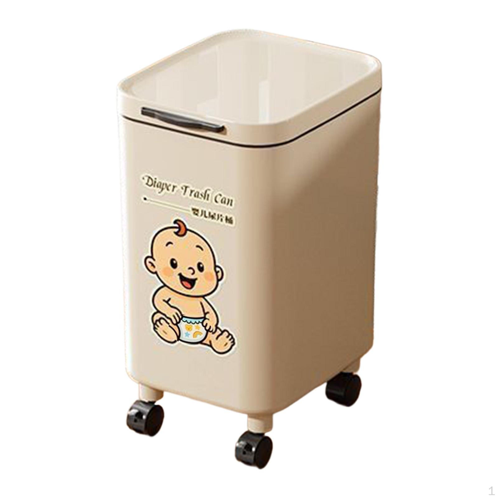 

Мусорное ведро для подгузников, большая емкость, декоративный контейнер для мусора на колесике для спальни Short