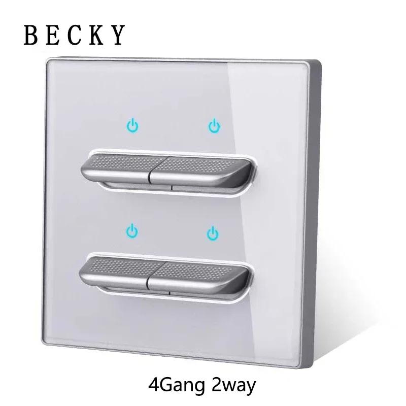 Graues gehärtetes Glas Wandschalterpanel LED Europäische 16A Steckdose Retro Kipplichtschalter EU UK Standard 2USB Steckdose 1-fach bis 4-fach