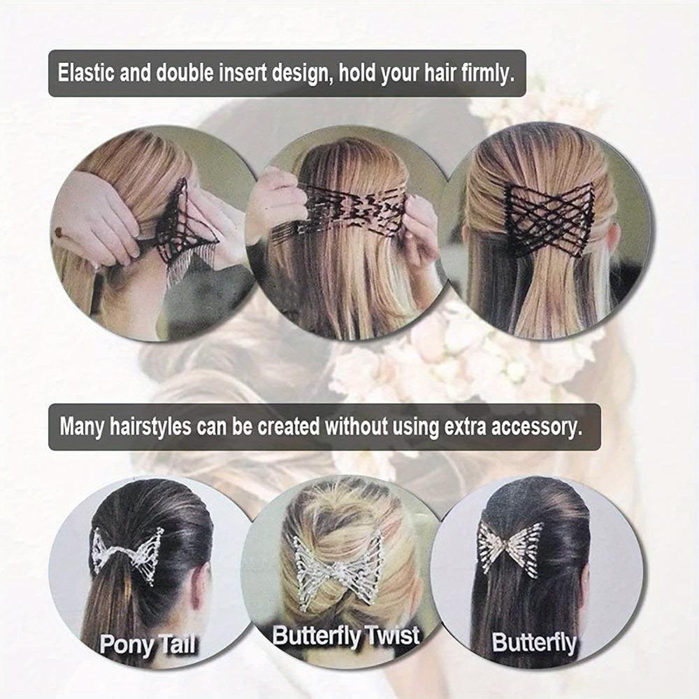 Peigne Magique Vintage Double Pince Extensible Épingles à Cheveux Perles pour Coiffure Femme