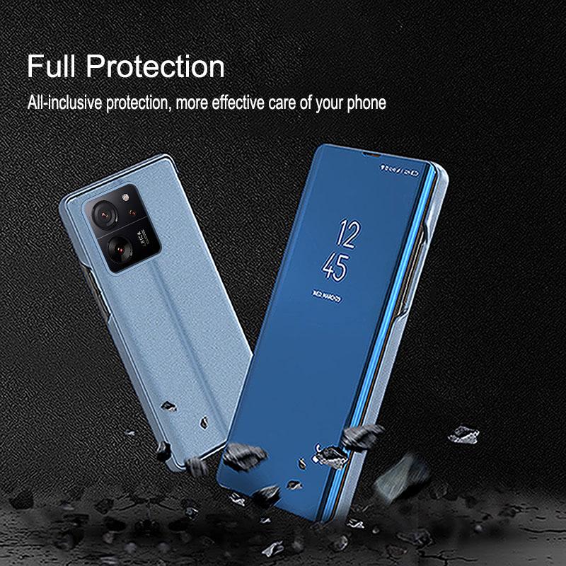 For Xiaomi 13T 14T Pro Case For Xiaomi 14 13 12 10T 11T 12T Pro Mirror Flip Bracket Phone Cover For Xiaomi 13 12 11 Lite 5G Case