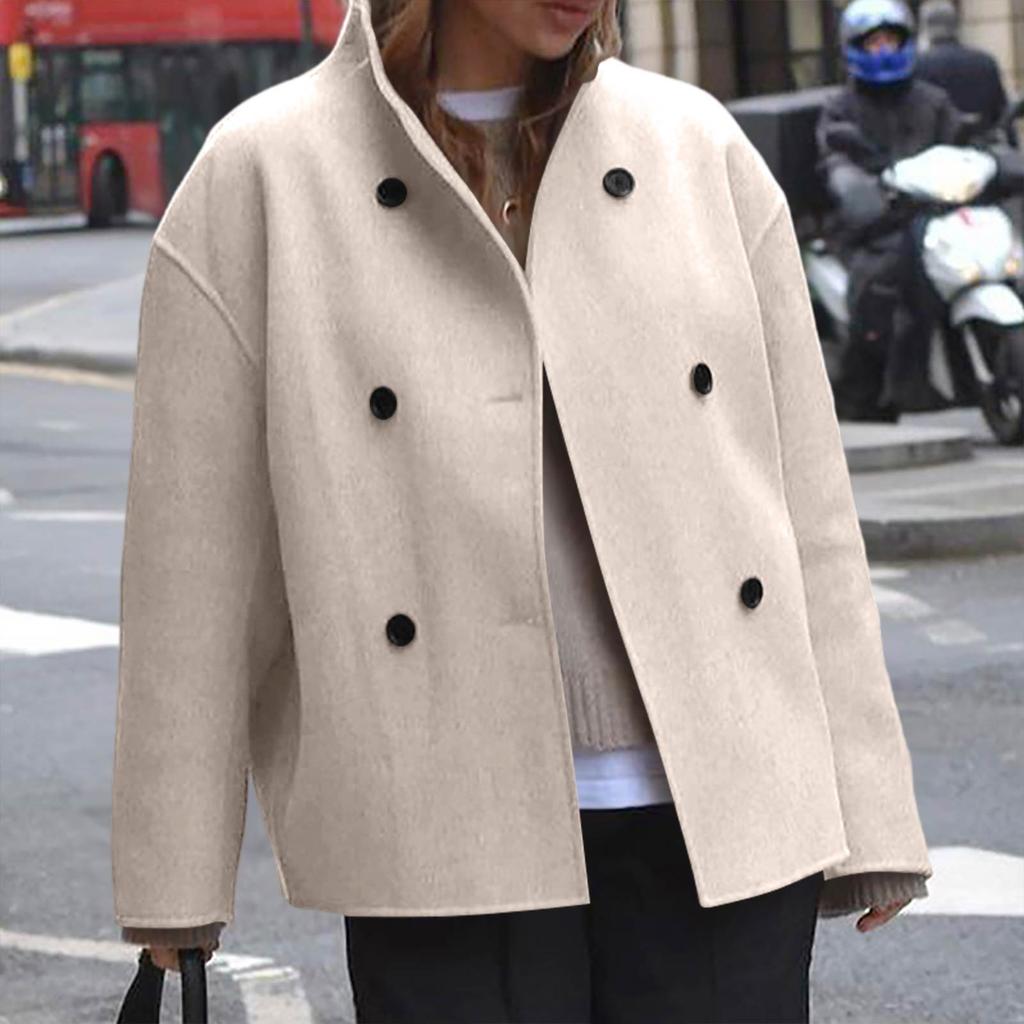 Women's Casual Loose Fit Color Long Sleeve Button Down Jacket with Lapel Collar for Daily Wear
