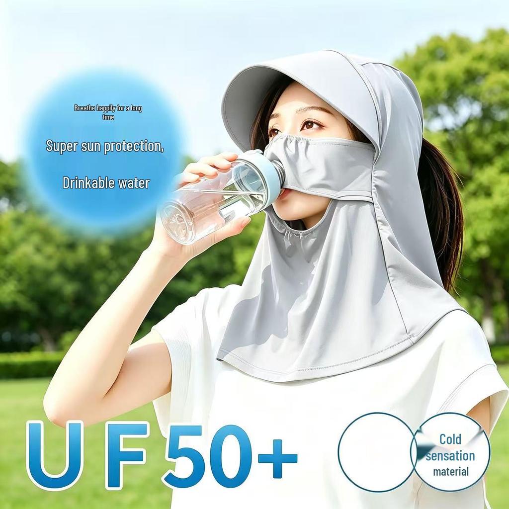 Women's Ice Silk Full Face Mask: UV Protection, Breathable, Ideal for Summer Driving and Cycling