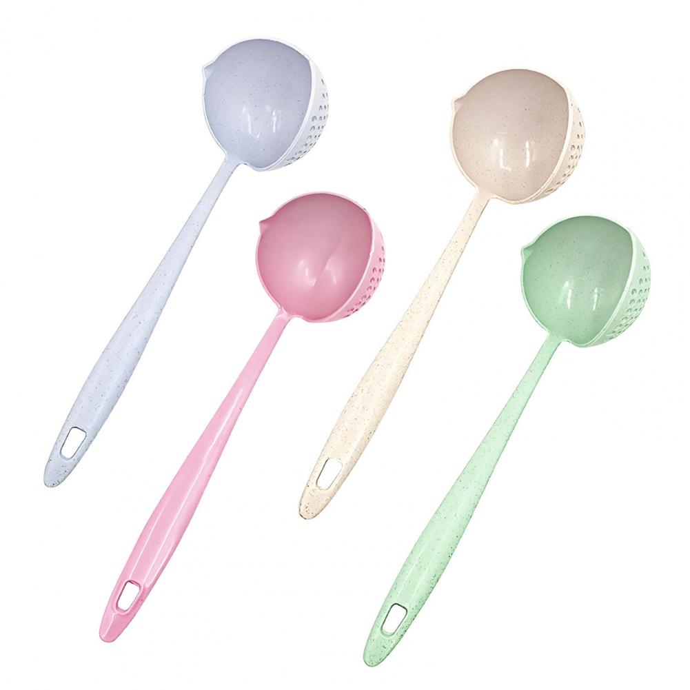 2-In-1 Long Handle Soup Ladle with Strainer Soup Spoon Essential Kitchen Tool for Cooking And Serving Hot Soups