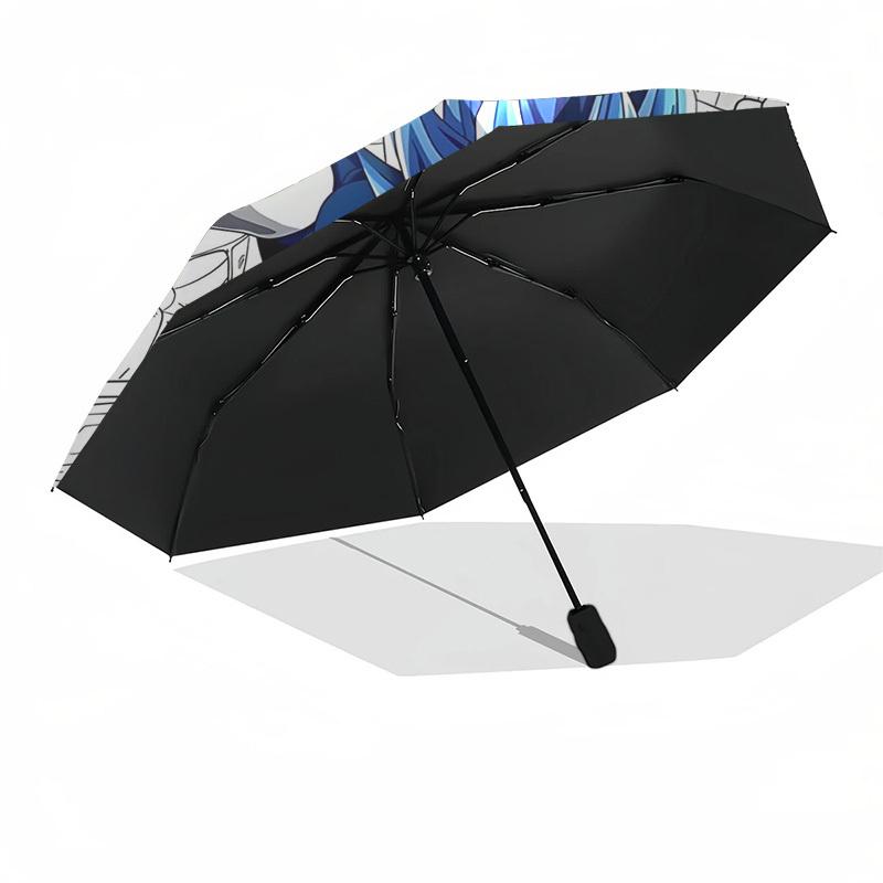 1pc Dragon Ball Z Vegeta Super Saiyan Blue Automatic Folding Umbrella, 3-Panel Design, 8-Bone Frame Outdoor Umbrella, Perfect Gift for Fans, Travelers
