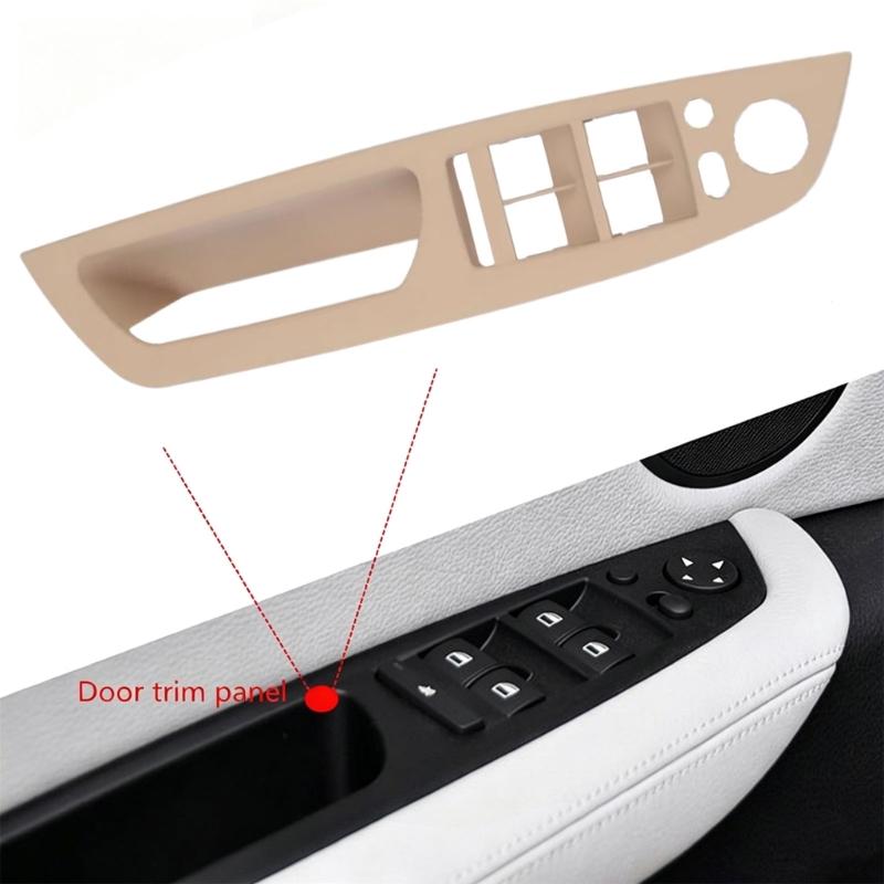 Beige ABS Window Control Switches Trim Panel , Clip On Driver-Position Door Replacement with Handle Opening, Rear Reinforcement Ribs and Integrated